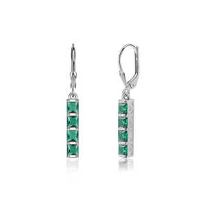 Boucles d'oreilles à la mode émeraude linéaire pour femmes - Product Image 2