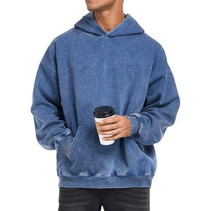 Custom Comfortable Men's Solid Fleece Acid Wash <b>Hoodie</b> Fall Winter 100% Cotton Digital Printing Breathable Regular Fit - Product Image 2