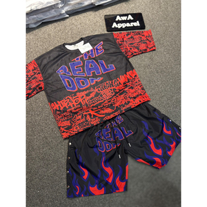 ชุดเซ็ตเสื้อผ้าผู้ชายสไตล์ไฮสตรีทสำหรับฤดูร้อน ใส่เที่ยวกลางแจ้ง พิมพ์โลโก้ได้ตามต้องการ แห้งเร็ว - Product Image 3