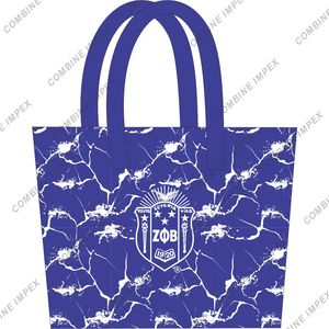 Zeta Phi Beta Sorority Tote Bag Bolso de compras reutilizable de lona Bordado personalizado Letra griega Respetuoso con el medio ambiente Azul y blanco - Product Image 5