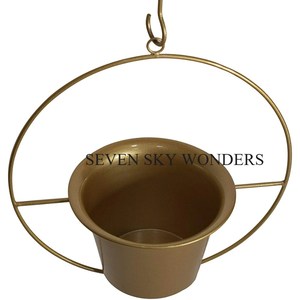 Jardinières murales suspendues en métal Style ferme pour la décoration intérieure Accessoire Design personnalisé Pots montés couleur or en métal et fer - Product Image 4