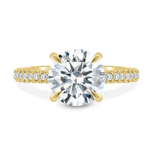 18K véritable or massif 4 griffes Solitaire VVS VS IGI certifié diamant cultivé en laboratoire femmes vêtements de mariée Hidden Halo bagues de fiançailles - Product Image 1