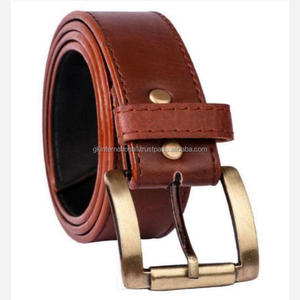 Cinturón Casual de Cuero Genuino 100% de Primera Calidad en Acabado Marrón con Costuras Resistentes y Hebilla de Latón con Rodillo - Product Image 2