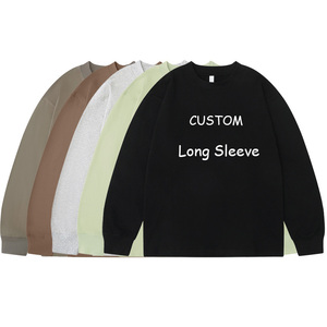 เสื้อยืดแขนยาวสำหรับผู้ชายเสื้อโอเวอร์ไซส์พิมพ์โลโก้ตามสั่ง - Product Image 1