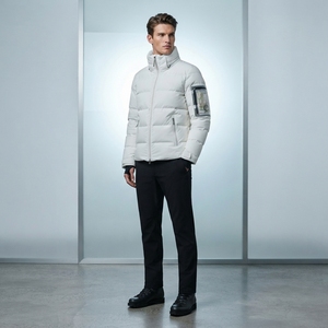 <b>Men</b> Padded Winter <b>Jacket</b> High Collar Quilted Insulated White <b>Utility</b> <b>Jacket</b> With Transparent Sleeve Pockets Outdoor Coat - Product Image 2