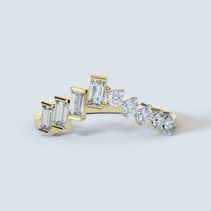 Anillo de compromiso de boda de racimo de diamantes cultivados en laboratorio de corte esmeralda de oro sólido de 10K ecológico anillo de racimo de diamantes creado en laboratorio - Product Image 3