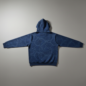 Sweat à capuche d'hiver personnalisé avec logo numérique bleu topographique, 100 % coton molletonné respirant, streetwear homme, pull à poches - Product Image 2