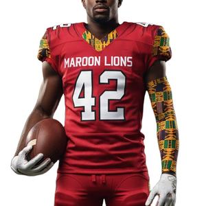 Nuevo Conjunto de Uniforme de Fútbol Americano de Manga Corta, Transpirable y Duradero, Personalizado con Sublimación Completa, Corte Regular, Tallas Grandes, 100% - Product Image 3