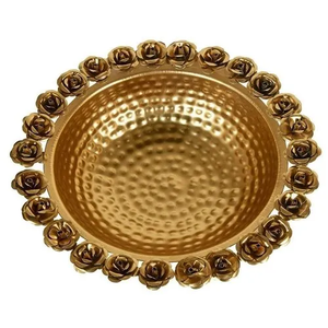 Metal de latón hecho indio dorado Urli Diya para decoración del hogar a precio de venta al por mayor barato Urli para regalos de Diwali - Product Image 3