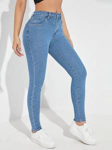 Jeans en denim pour femmes de haute qualité Coupe droite et skinny Taille haute Respirant Casual Solide Coton foncé Spandex Personnalisable BD - Product Image 4