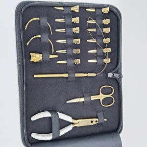 Kit de pinces professionnelles de qualité supérieure en acier inoxydable plaqué or, étanche, pour extensions de cheveux Micro-Link, comprend une boucle de tirage d'aiguille - Product Image 2