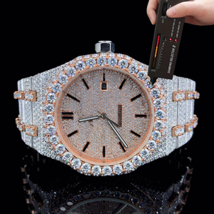 Montre de luxe personnalisée en or 10 carats avec pierres précieuses noires, diamants de marque haut de gamme, diamants VVS, montre mécanique automatique pour homme - Product Image 4