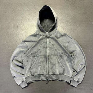 Sudadera con Capucha Corta de Felpa de Algodón de Alta Calidad con Estampado Bordado, Peso Pesado 400GSM 500GSM 600GSM, Casual de Invierno para Hombre - Product Image 1