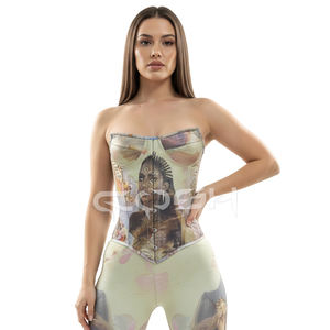 Custom Vintage Queen Printed <b>Corset</b> with Matching Legging Set Streetwear Waist Shaping Outfit Supplier | Buy Now - Product Image 1