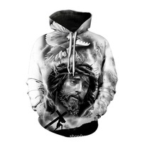 Sudadera con Capucha para Hombre, 100% Algodón, Invierno, Diseño Cristiano, Impresión Digital, Lavado a la Piedra, Transpirable, con Bolsillo, Estilo Casual