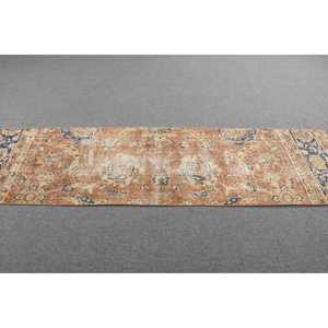 Turkish Vintage Rug, 2.3x8.5 ft Rug, <b>Brown</b> Patchwork <b>Wool</b> Rug - Product Image 3