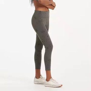 Leggings de yoga taille haute pour femmes, tendance, couleur unie, matière Spandex de haute qualité, combinaison de sport - Product Image 1