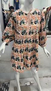 เดรสลำลองทรงหลวมของผู้หญิงชุดยาวผ้าลินินคอตตอนซักได้ลายดอกไม้สีตามสั่งสั่ง100% - Product Image 4