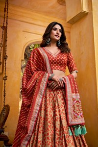 Colección de Lehenga Choli de Seda Tussar Premium Más Popular con Bordado Elegante para Fiestas de Invierno y Ocasiones Vintage - Product Image 3