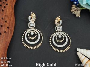 เครื่องประดับเพชรแบบอเมริกันสุดสวยต่างหูขัดเงาสีทองสำหรับใส่ไปงานเลี้ยงดีไซน์ใหม่ - Product Image 2