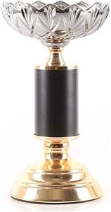 Portavelas de mármol volteado al revés, mármol negro hecho a mano y cono de mármol blanco con acento de acabado dorado en el medio - Product Image 6