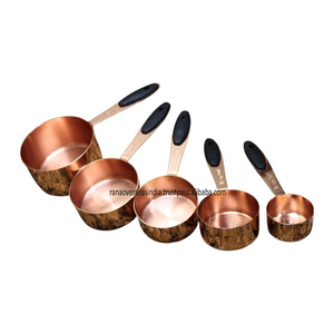 Ensemble de tasses et cuillères à mesurer écologiques en cuivre pour la cuisine - Outils élégants et précis pour la pâtisserie et la cuisine - Préparation précise - Lavage à la main uniquement - Product Image 2