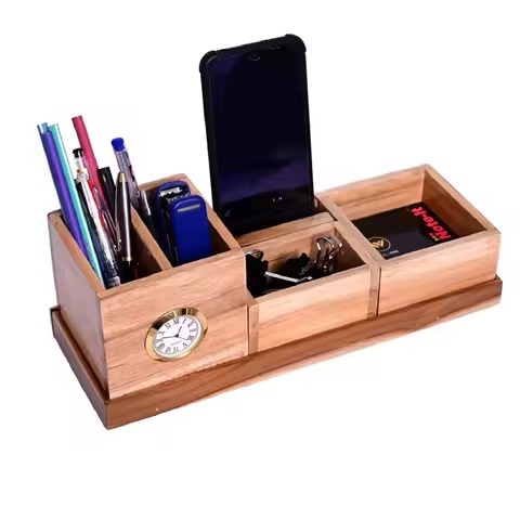 Wooden Pen Phone Holder Stand New Design Office Desk Table Dashboard Christmas Business Gift Set