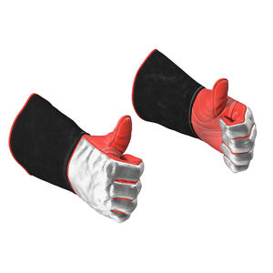 Gants de soudage résistants à la chaleur en cuir de vache fendu couleur jaune gants de pompier anti-dérapant anti-vibration Options personnalisables - Product Image 1