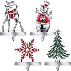 Soporte de almacenamiento de hierro fundido sólido para repisa de chimenea que agrega un espíritu navideño clásico a los interiores tradicionales de las casas de Navidad - Product Image 3