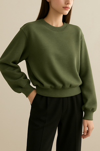 เสื้อสเวตเตอร์ผ้าฝ้ายมีฮู้ดเสื้อครอปของผู้หญิงพิมพ์โลโก้ตามสั่งสไตล์วินเทจฟอกสี - Product Image 6