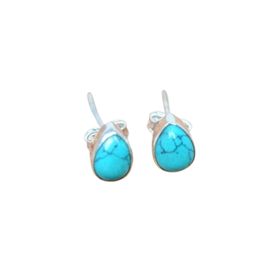 Boho Style 925 argent Sterling Turquoise pierres précieuses boucles d'oreilles bijoux à la main boucles d'oreilles en argent bijoux pour femmes cadeau de mariage - Product Image 1