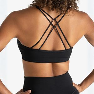 Soutien-gorge de sport grande taille pour femme, col en V profond, dos croisé, bretelles à anneaux, haut de yoga et de gym très extensible, personnalisable sur le devant - Product Image 3
