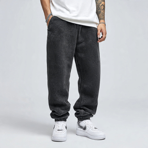 <b>Baggy</b> Acid Washed Sweatpants Men's Winter Fleece Pajama <b>Jogger</b> 500 GSM Vintage Wash Sweat Pants Mens - Product Image 6