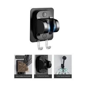 Soporte de Ducha Autoadhesivo Negro Nano, Capacidad de 15 Kg, Soporte Ajustable - Product Image 1