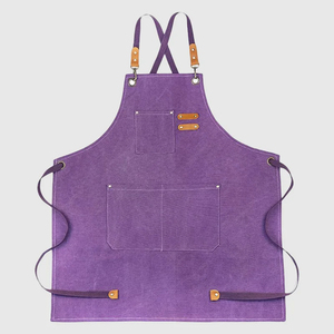 Tablier de chef de cuisine à dos croisé avec logo personnalisé, uniforme de restaurant, bar, café, avec 3 poches, en toile de coton. - Product Image 4