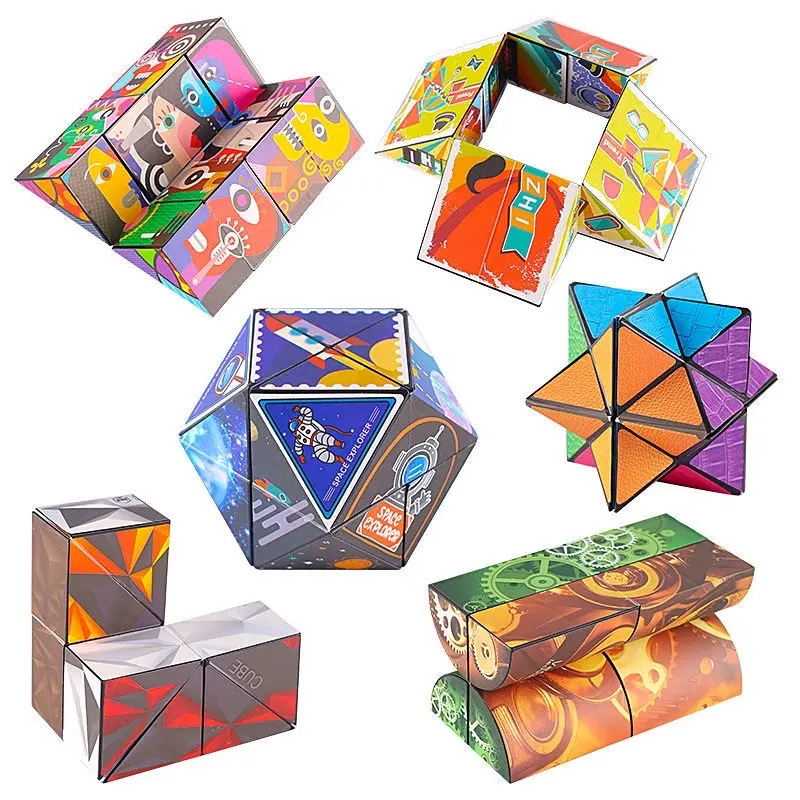 Mainan kubus Puzzle kubus ajaib magnetik dapat berubah 3D mainan Fidget spinner untuk dewasa kubus tanpa batas geometris anak-anak