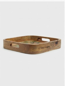 Bandeja Cuadrada Rústica de Madera con Diseño de Rama de Olivo, Hecha a Mano, Multifuncional, con Asa, para Servir en Bodas y Decoración del Hogar - Product Image 6