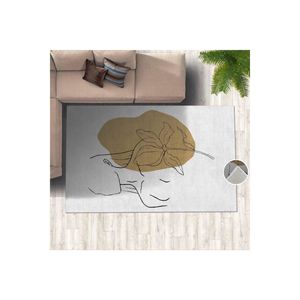 Alfombra con estampado digital de línea con silueta de una mujer Alfombrillas para niños - Product Image 2