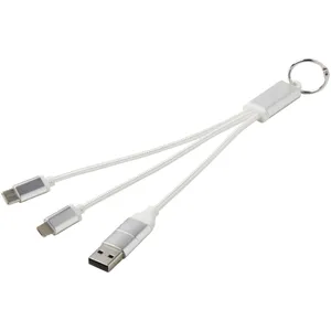 Cable de Carga USB 4 en 1 de Aluminio Reciclado con Llavero Metálico, Gadgets Promocionales de Aluminio Reciclado - Product Image 3
