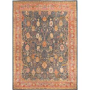Tapis en laine noués à la main Aalam Blue, motif floral oriental, pour la maison, le salon, la chambre, le couloir, forme rectangulaire, faits à la main, pour adolescents - Product Image 1