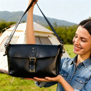 Nhà Sản Xuất OEM/ODM Nhiếp Ảnh Gia Chuyên Nghiệp Máy Ảnh Túi Cao Cấp Màu Đen Top Hạt Da Máy Ảnh Messenger Túi - Product Image 2