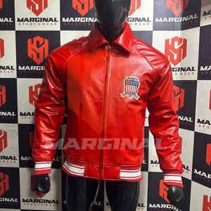 Veste Avirex pour homme en cuir de vache véritable rouge, édition limitée, style vintage, fermeture éclair, pour l'hiver, vestes Avirex pour homme - Product Image 5