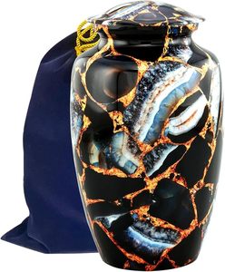 Handmade <b>Large</b> Adult Mosaic Aluminium Glass Cremation <b>Urn</b> Unique Funerals Supply With Individual Tiles Applied Burial - Product Image 1
