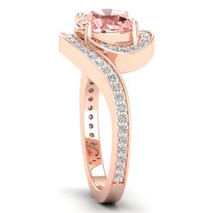 แหวนหมั้นเพชรโมอิสซาไนต์ทองคำแท้ 14K ดีไซน์คลาสสิกขายดีของ REYES สำหรับผู้หญิง ทรงกลม 2 กะรัต ประดับพลอยมอร์แกไนต์ - Product Image 3