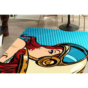 Pop Art Astronaut <b>Woman</b> Rug, Modern Printed Rug for Home Decor,Nonwoven Thin Rug - Product Image 3