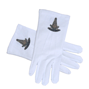 Gants blancs maçonniques en coton brodé à la main Eastern Star - Product Image 5