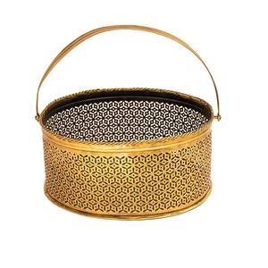 Best Selling Decorative <b>Metal</b> Wire <b>Storage</b> <b>Basket</b> With Gold Plated Finishing Round Shape for Home Decoration - Product Image 3
