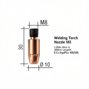 <b>Welding</b> <b>Torch</b> Power Nozzle M8 1.0Mm Wire 30Mm Length E-Cu ErgoPlus 400/500 - Product Image 3