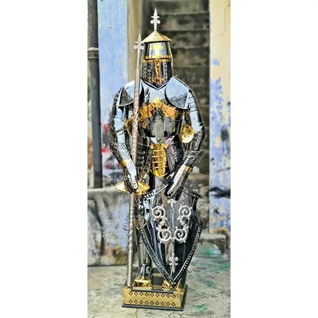 Stainless Steel Rust Free full body Wearable Armor Suit with Golden and Black Halloween Costume Home Decor