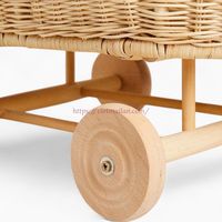 Poussette en rotin faite à la main avec roues en canne pour poupées et enfants de 6 mois à 3 ans, non pliable, pour salle de jeux Montessori